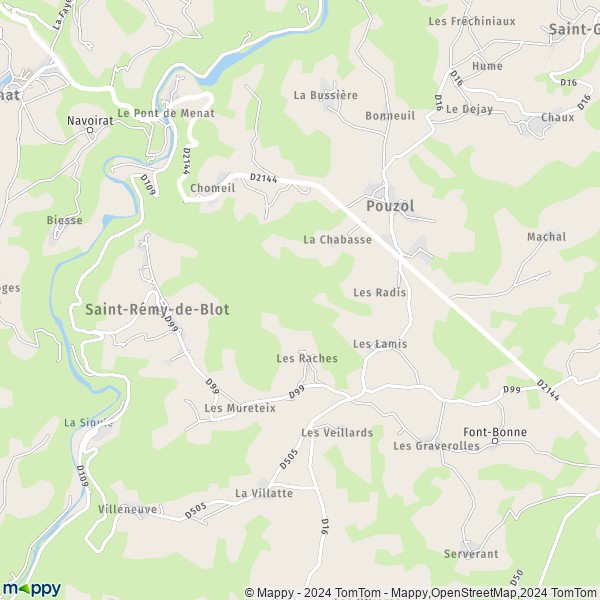 La carte pour la ville de Saint-Rémy-de-Blot 63440
