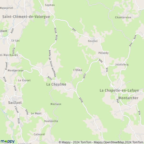 La carte pour la ville de La Chaulme 63660