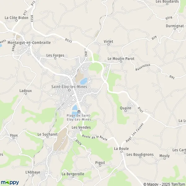 Plan SaintÉloylesMines carte de SaintÉloylesMines (63700) et