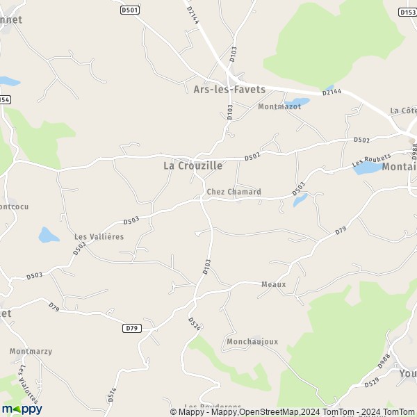 La carte pour la ville de La Crouzille 63700