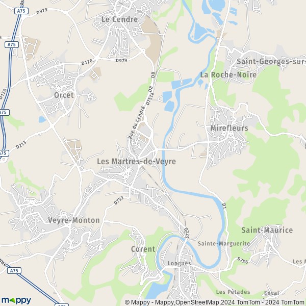 La carte pour la ville de Les Martres-de-Veyre 63730