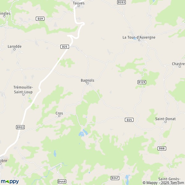 La carte pour la ville de Bagnols 63810