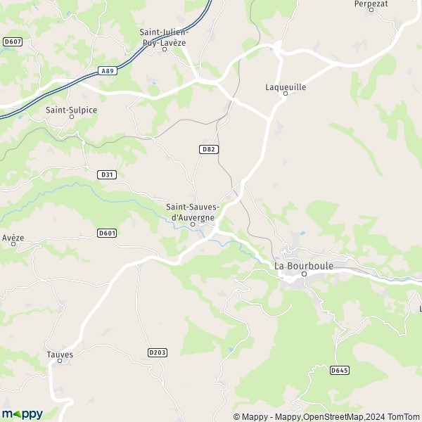 La carte pour la ville de Saint-Sauves-d'Auvergne 63950