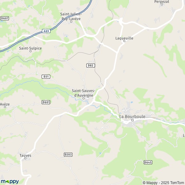 La carte pour la ville de Saint-Sauves-d'Auvergne 63950