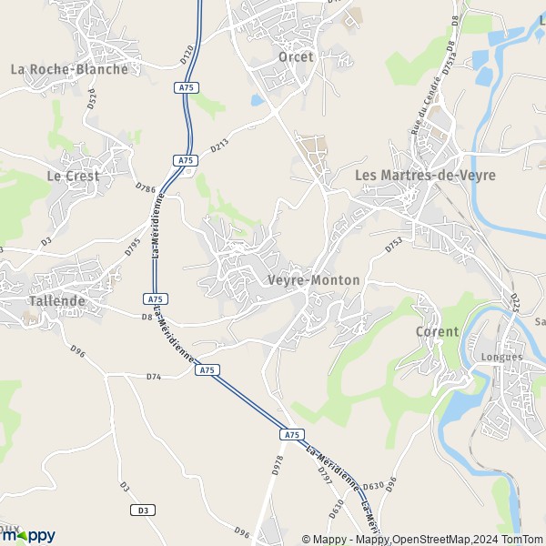 La carte pour la ville de Veyre-Monton 63960