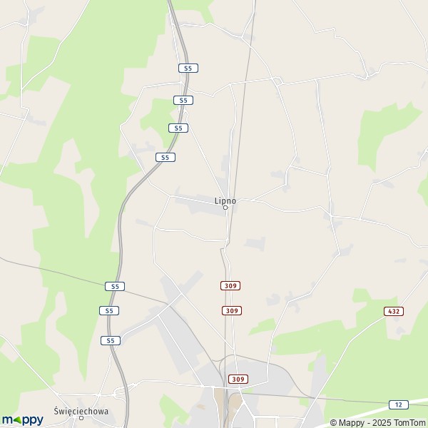 La carte pour la ville de Lipno 64-111-64-115