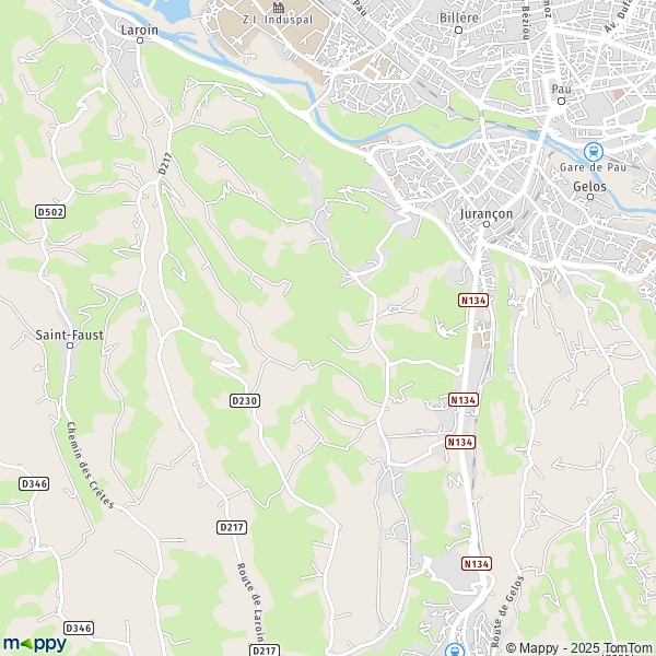 La carte pour la ville de Jurançon 64110