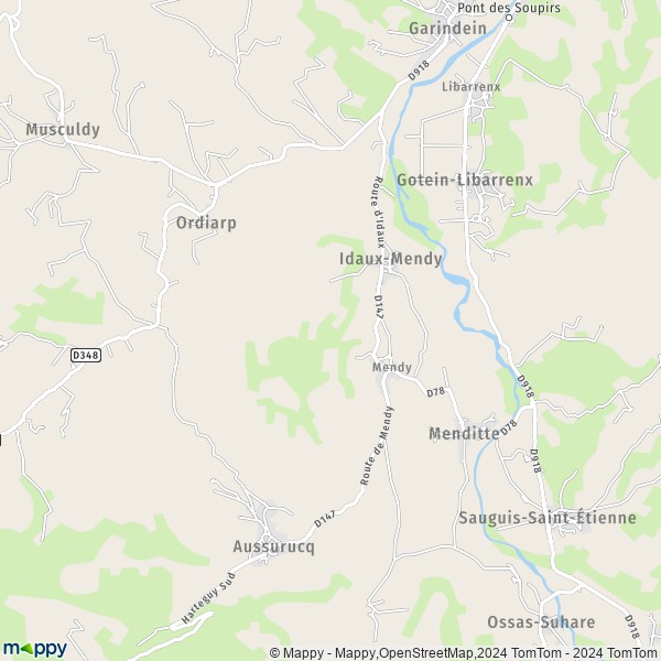 La carte pour la ville de Idaux-Mendy 64130