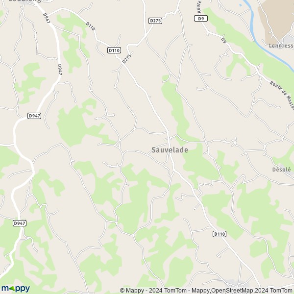 La carte pour la ville de Sauvelade 64150