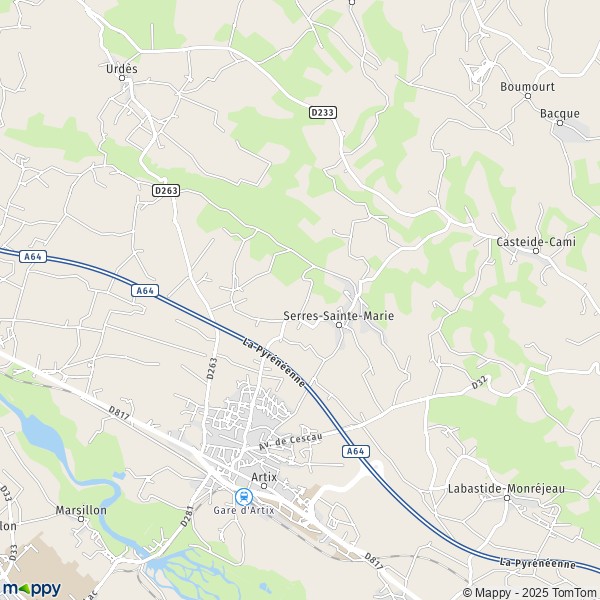 La carte pour la ville de Serres-Sainte-Marie 64170