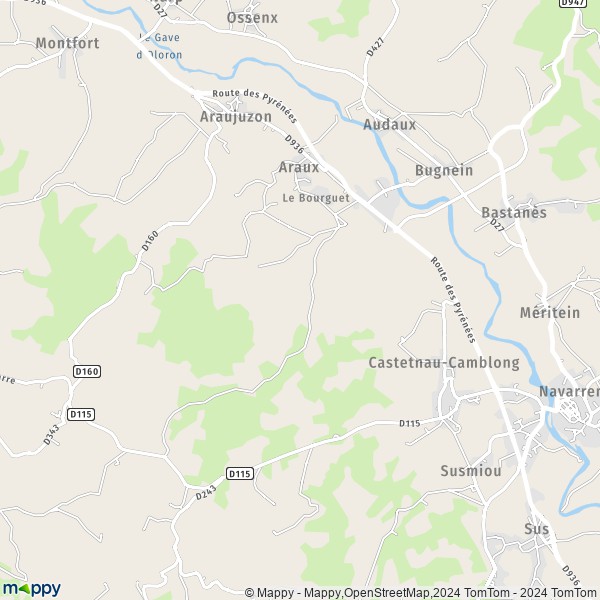La carte pour la ville de Viellenave-de-Navarrenx 64190