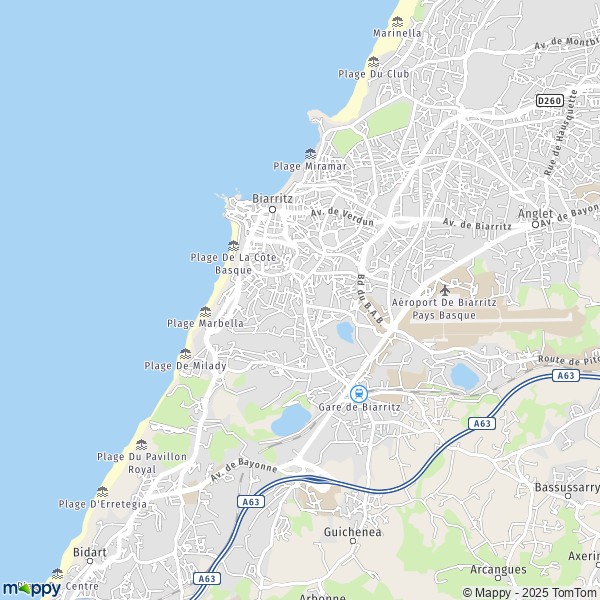 La carte pour la ville de Biarritz 64200