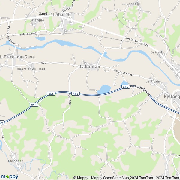 La carte pour la ville de Lahontan 64270