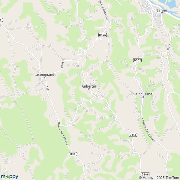 La carte pour la ville de Aubertin 64290