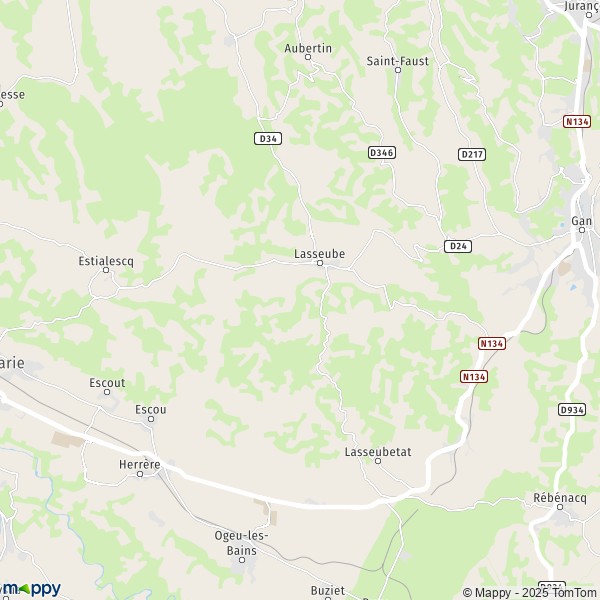 La carte pour la ville de Lasseube 64290