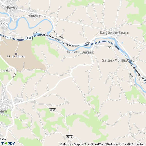 La carte pour la ville de Bérenx 64300