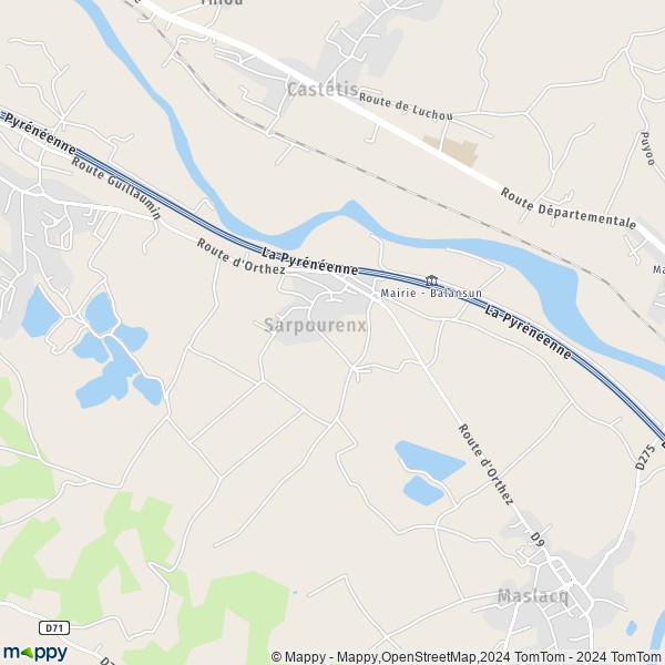 La carte pour la ville de Sarpourenx 64300