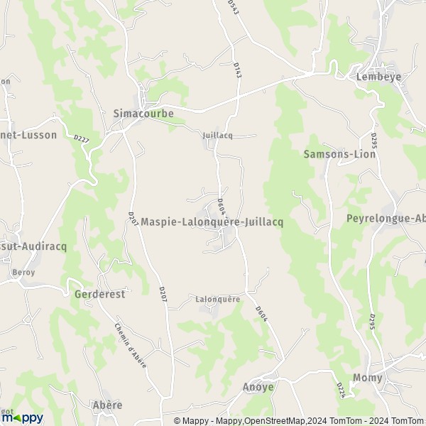 La carte pour la ville de Maspie-Lalonquère-Juillacq 64350