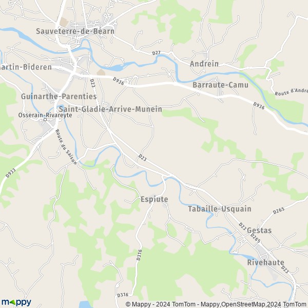 La carte pour la ville de Saint-Gladie-Arrive-Munein 64390