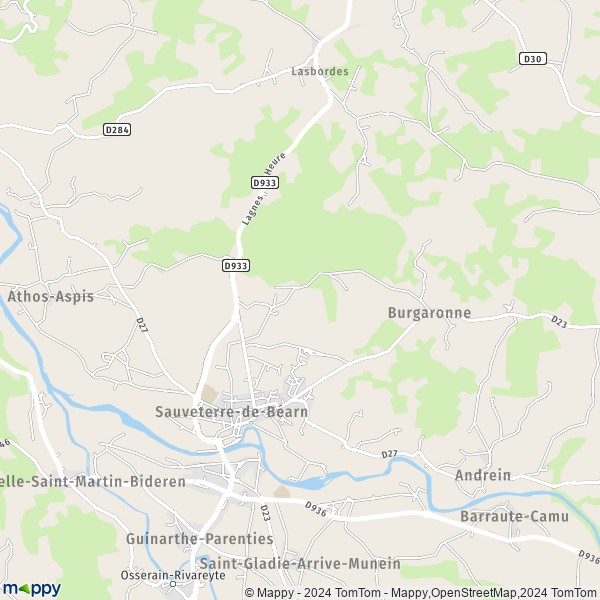 La carte pour la ville de Sauveterre-de-Béarn 64390