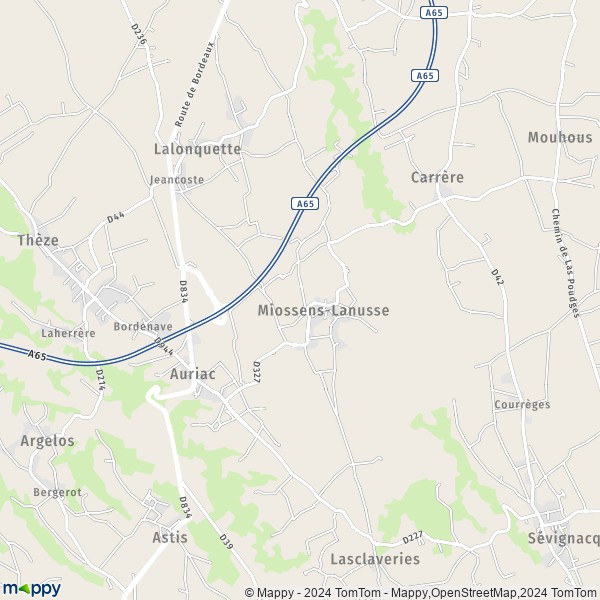 La carte pour la ville de Miossens-Lanusse 64450