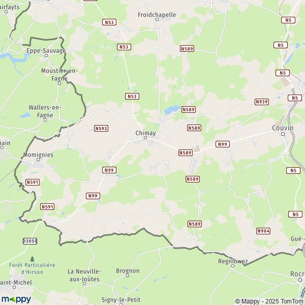 La carte pour la ville de 6460-6464 Chimay