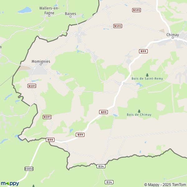 La carte pour la ville de 6460-6596 Momignies