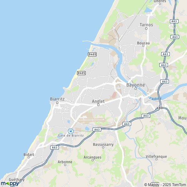 La carte pour la ville de Anglet 64600