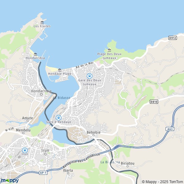 La carte pour la ville de Hendaye 64700