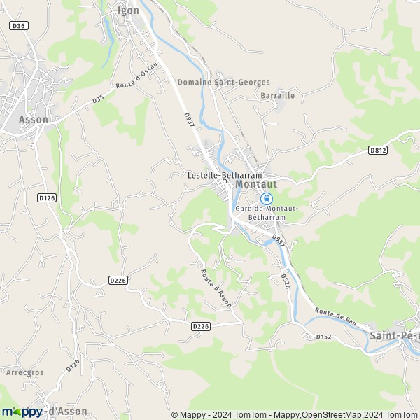 La carte pour la ville de Lestelle-Bétharram 64800