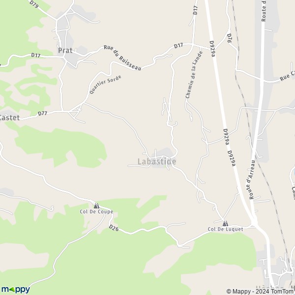 La carte pour la ville de Labastide 65130