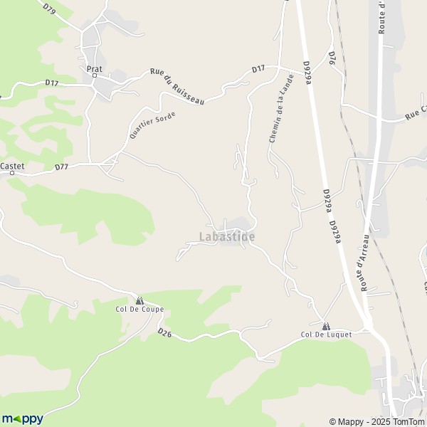 La carte pour la ville de Labastide 65130