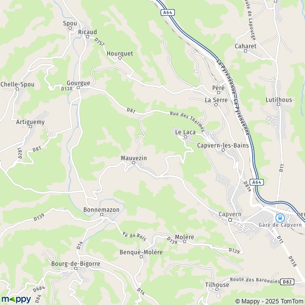 La carte pour la ville de Mauvezin 65130