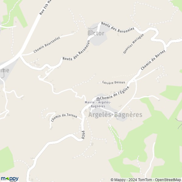 La carte pour la ville de Argelès-Bagnères 65200