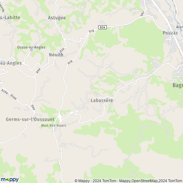 La carte pour la ville de Labassère 65200