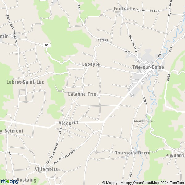 La carte pour la ville de Lalanne-Trie 65220