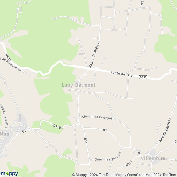 La carte pour la ville de Luby-Betmont 65220