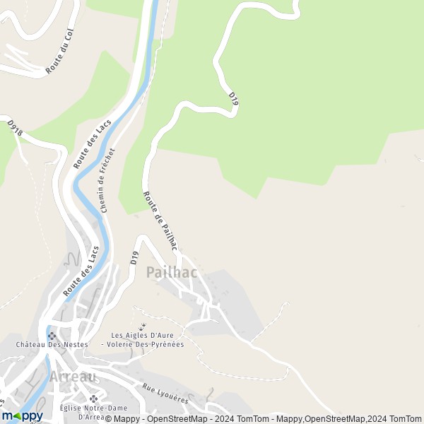 La carte pour la ville de Pailhac 65240