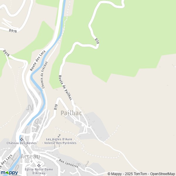 La carte pour la ville de Pailhac 65240