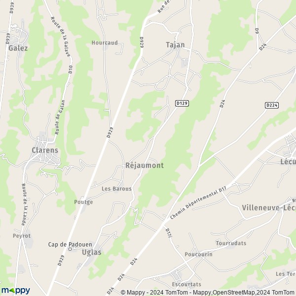 La carte pour la ville de Réjaumont 65300