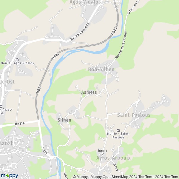 La carte pour la ville de Boô-Silhen 65400