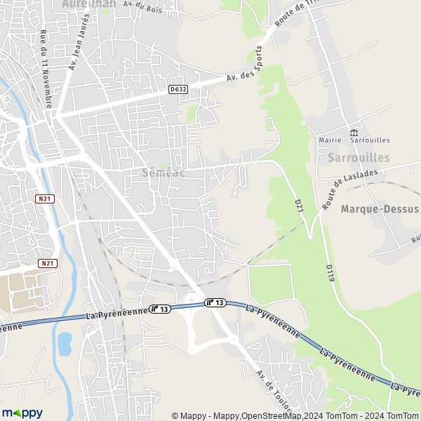 La carte pour la ville de Séméac 65600