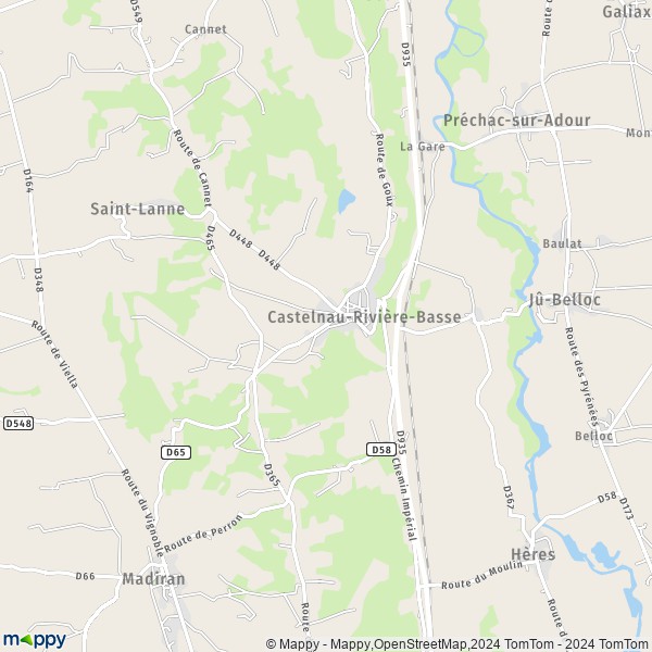 La carte pour la ville de Castelnau-Rivière-Basse 65700