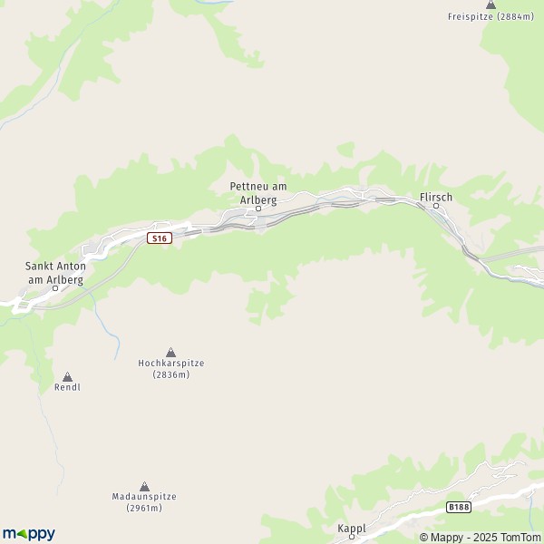 La carte pour la ville de Pettneu am Arlberg 6574