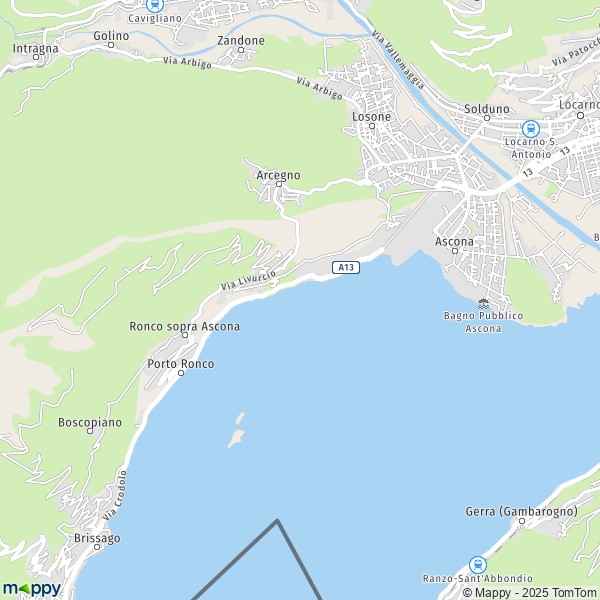 La carte pour la ville de Ascona 6612-6655