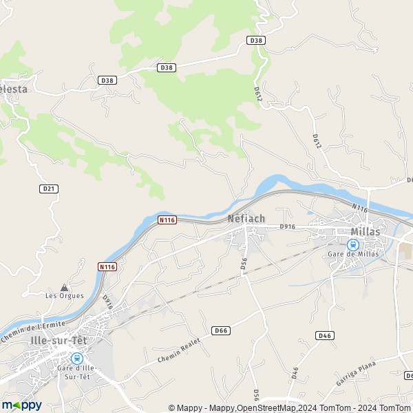 La carte pour la ville de Néfiach 66170