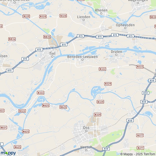 La carte pour la ville de West Maas en Waal 6621-6659