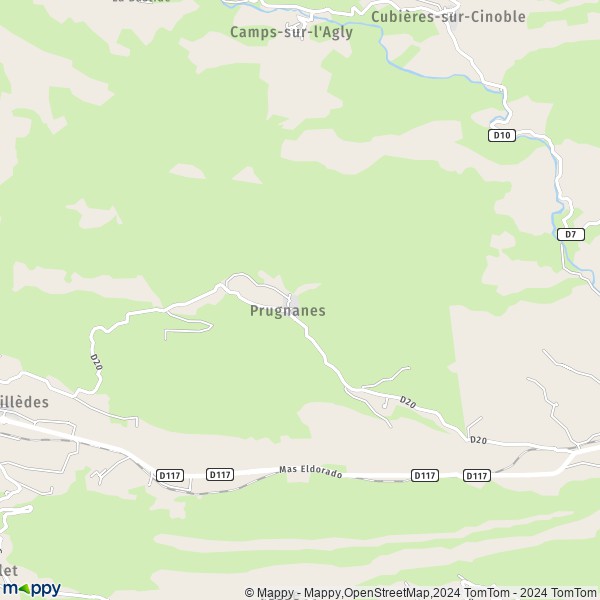 La carte pour la ville de Prugnanes 66220