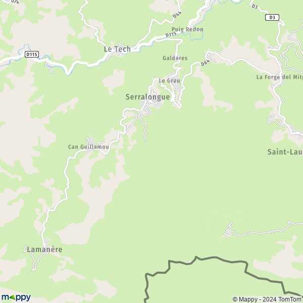 La carte pour la ville de Serralongue 66230