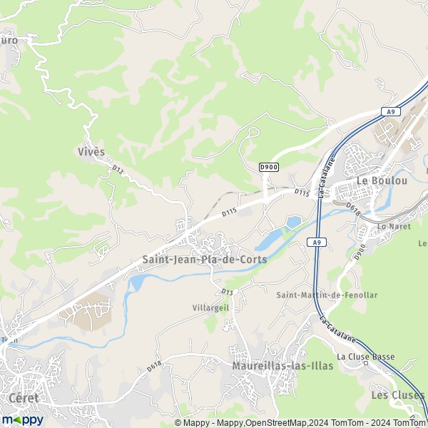 La carte pour la ville de Saint-Jean-Pla-de-Corts 66490